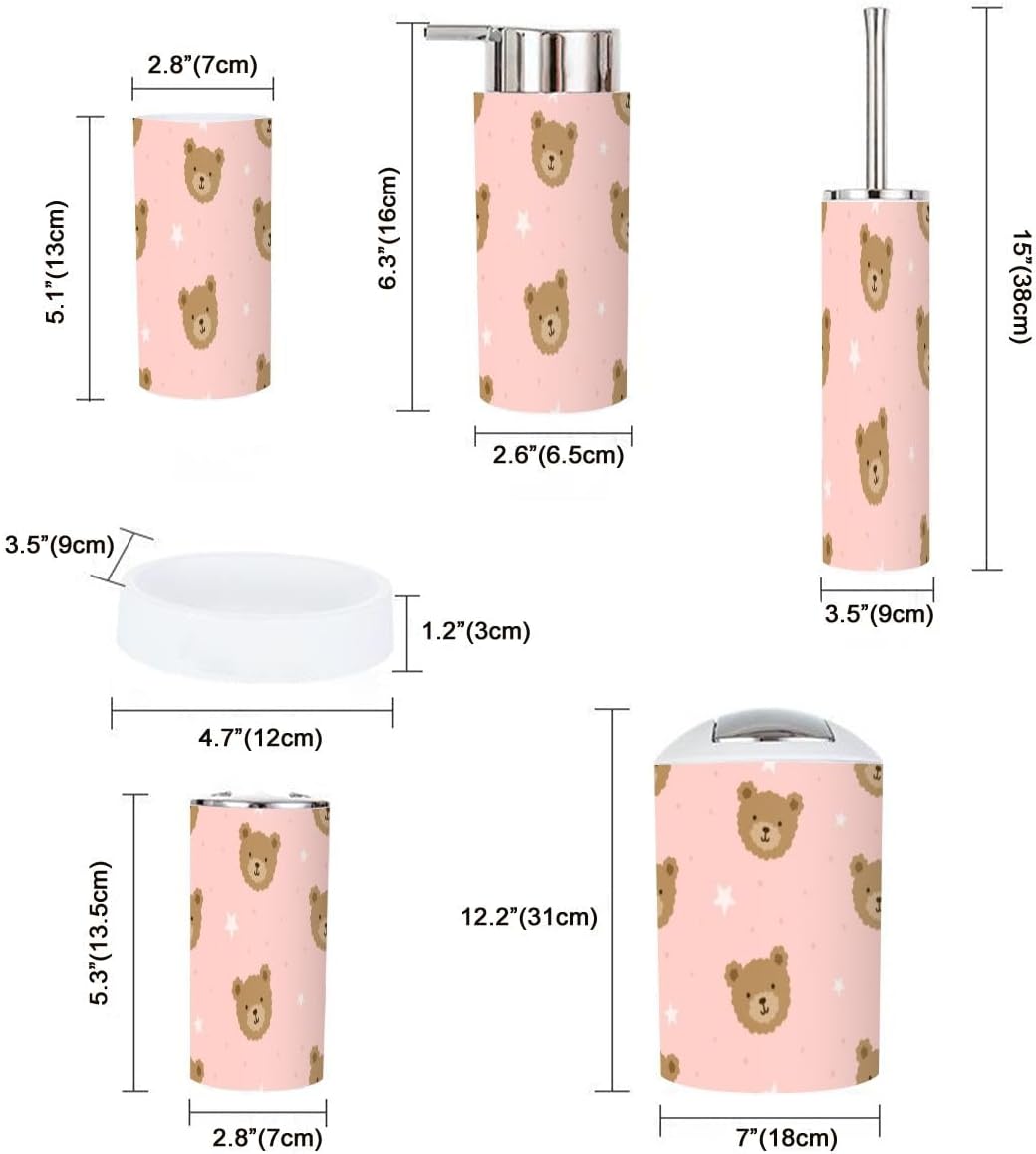 Cute Girly 6-Piece Bathroom Accessory Set