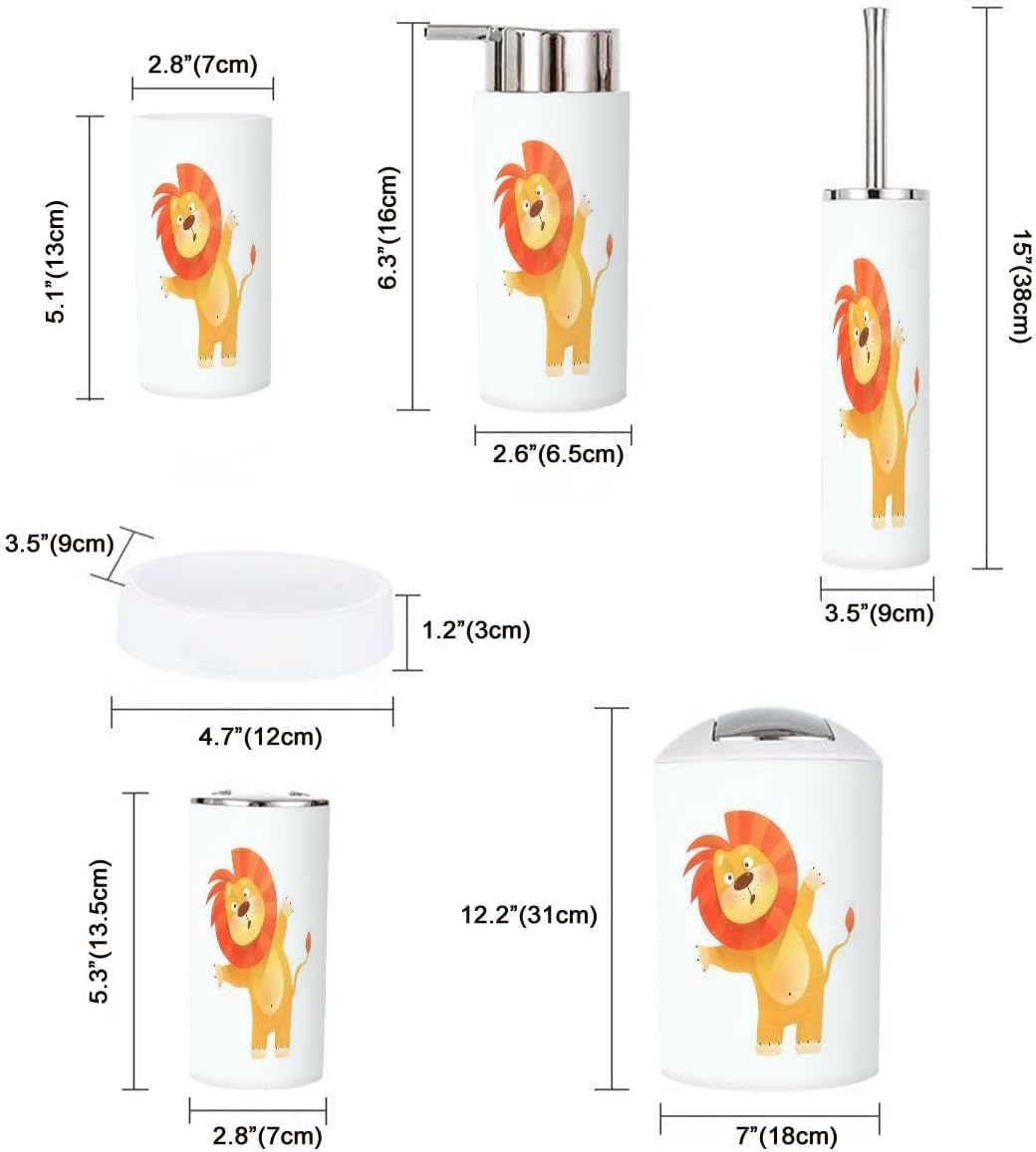 Cute Baby Lion Bathroom Accessory Set 6 Piece 1