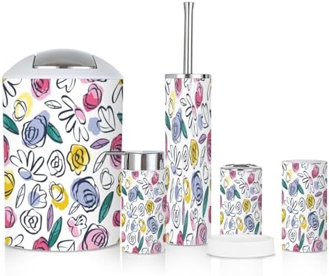 6 Piece Bathroom Accessories Set - Boho Style