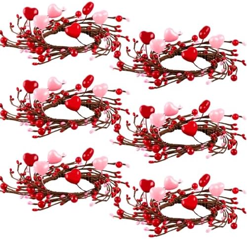 Stunnin Red Heart Candle Rings Set for Valentines Day Weddings