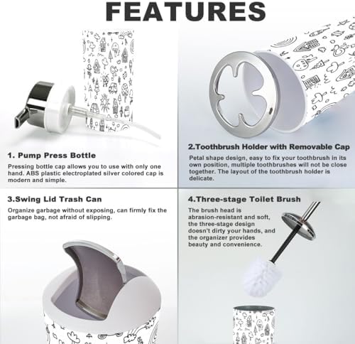 6-Piece Bathroom Accessories Set for Tidying Up and Organizing