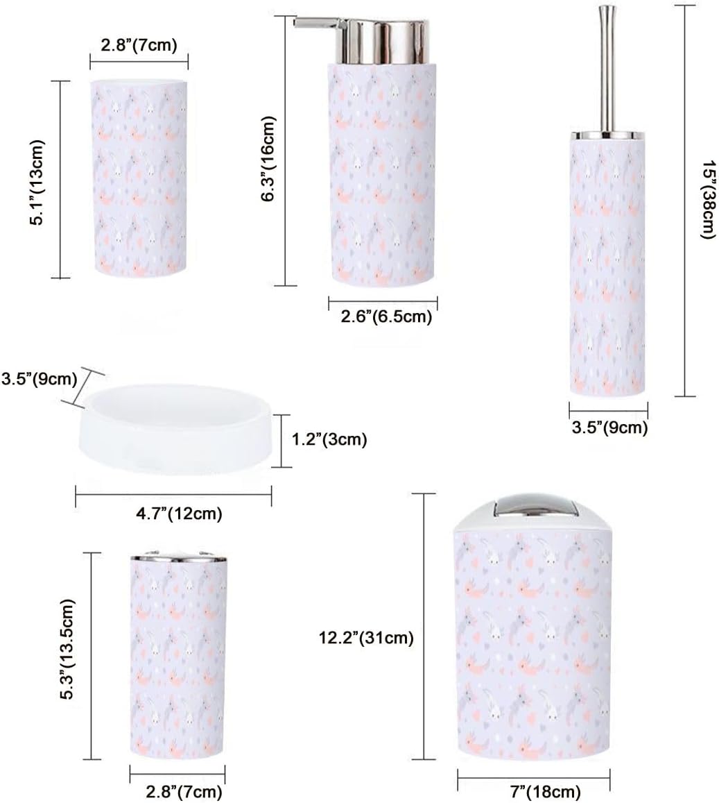 6-Piece Kids Bath Organizer Set with Cute Axolotl Design