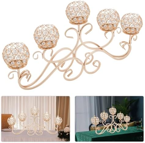 SOKDNHF 5-Arm Crystal Candle Holders - Elegant Candlestick Centerpiece for Weddings Events