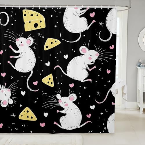 Kids Cute Cartoon Mouse Bath Curtain with Hooks
