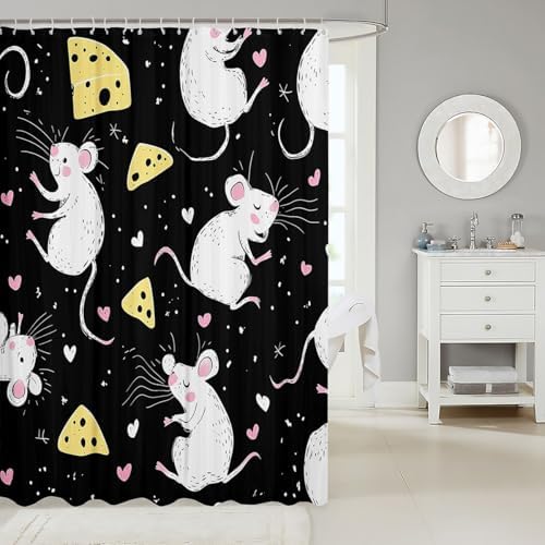 Kids Cute Cartoon Mouse Bath Curtain with Hooks