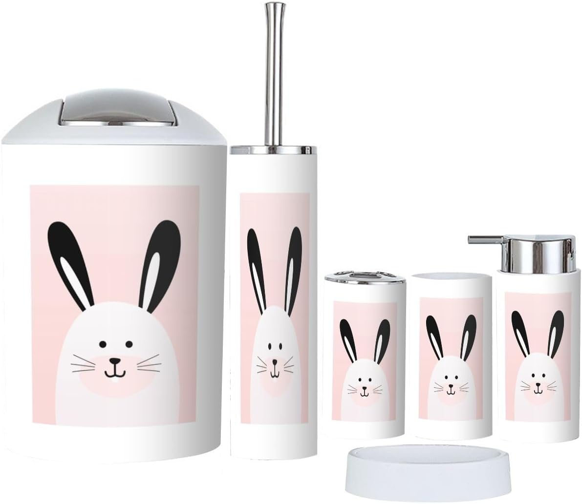 Bathroom Accessories Set with 6 Pcs Wall Art and Storage Solutions