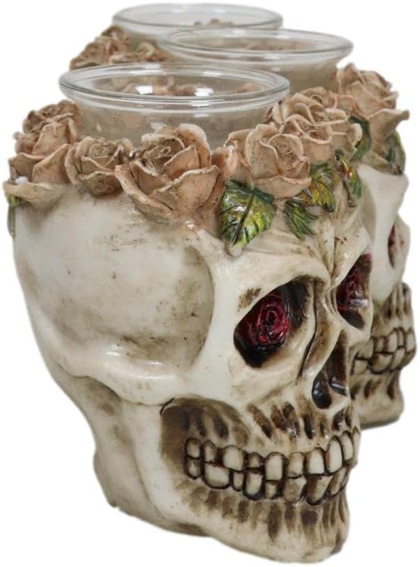 Ebros Gift Trio Gothic Rose Skulls fragrance holder