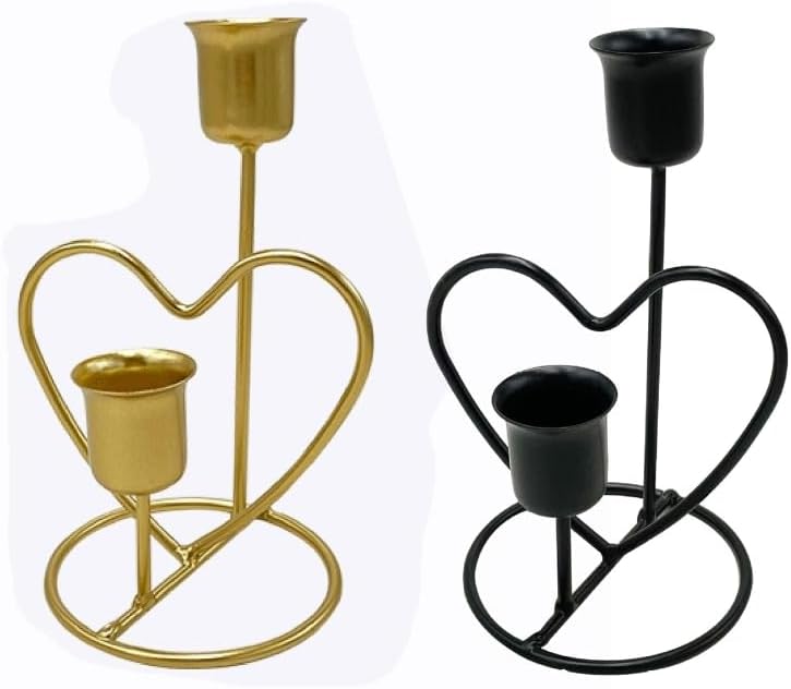 CTXDLK Elegant Gold Metal Heart Candlestick Holder Stand