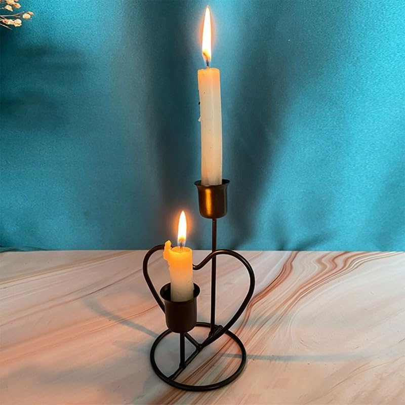 CTXDLK Elegant Gold Metal Heart Candlestick Holder Stand