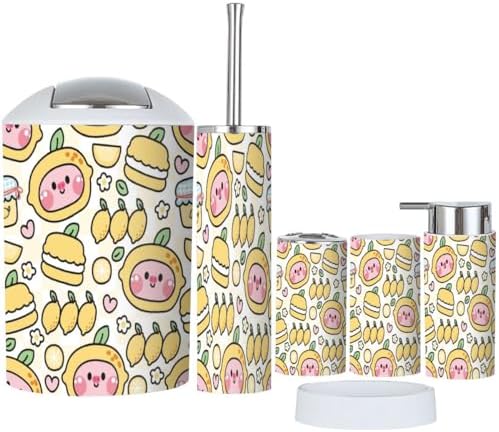 6-Piece Bathroom Accessory Set - Cute Animal-Backed