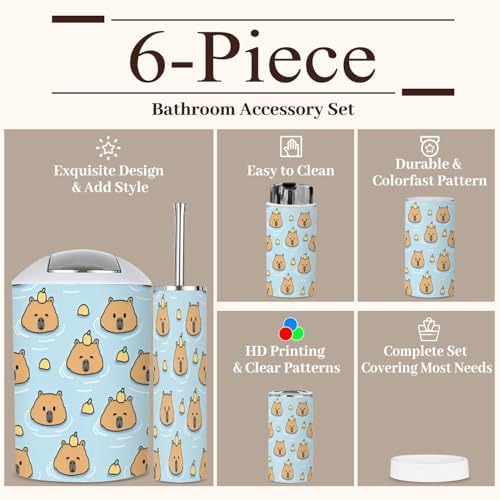 6 Piece Bathroom Accessories Set - Cute and Functional Trading