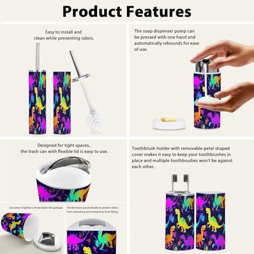 Boho Neon Bathroom Accessory Set 6 Pieces
