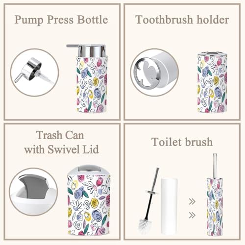 6 Piece Bathroom Accessories Set - Boho Style