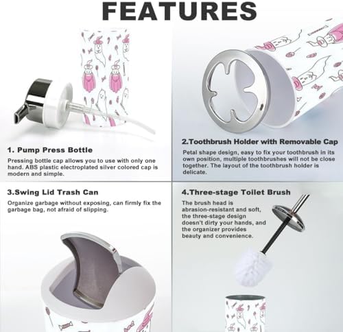 gon Haunted Halloween Pink Bathroom Accessory Set 6 Piece Spooky Design