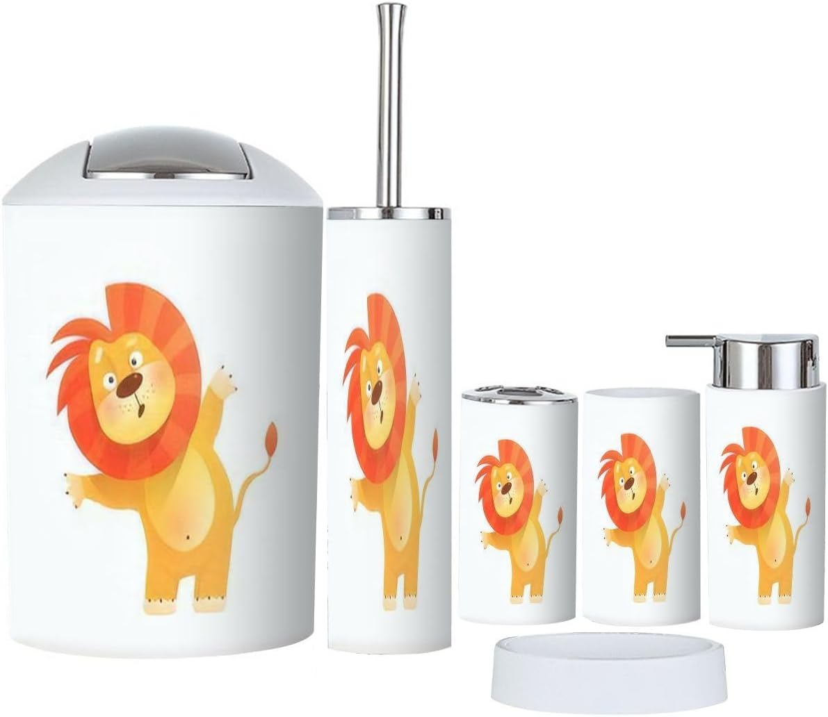 Cute Baby Lion Bathroom Accessory Set 6 Piece 1