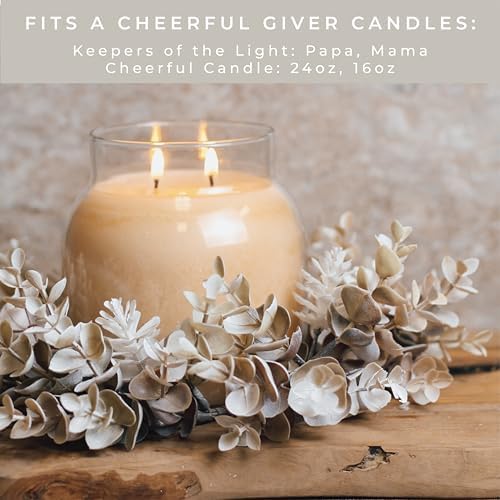 A Cheerful Giver Candleholder with Ashen Leaves and Fall Flowers