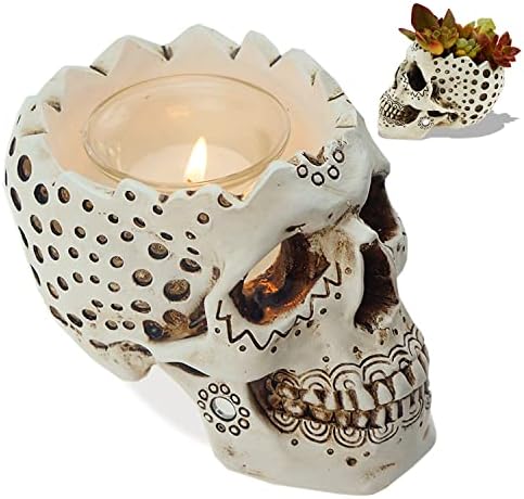 Gothic Skull Candle Holder - Halloween Decor - 59-inch Tealight Planter