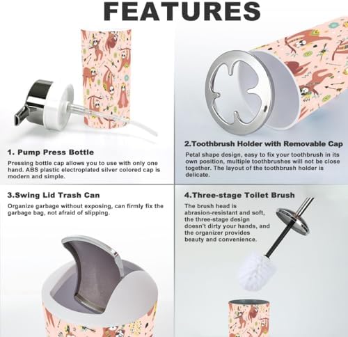 Premium 6-Piece Bathroom Accessory Set with Cute Animal Design