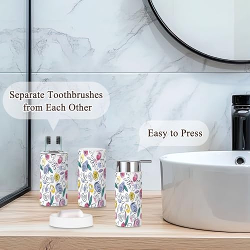 6 Piece Bathroom Accessories Set - Boho Style