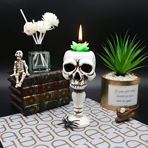 Skull Candle Holder - Gothic Tabletop Spooky Decor