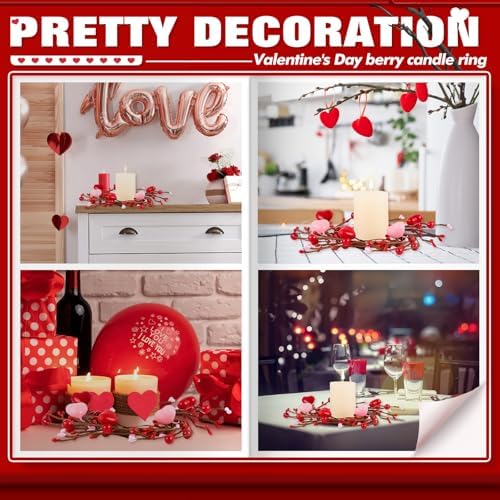 Stunnin Red Heart Candle Rings Set for Valentines Day Weddings