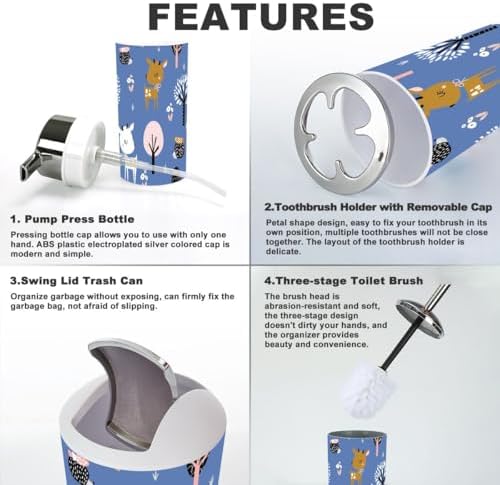 Seamless childish pattern bathroom accessory set