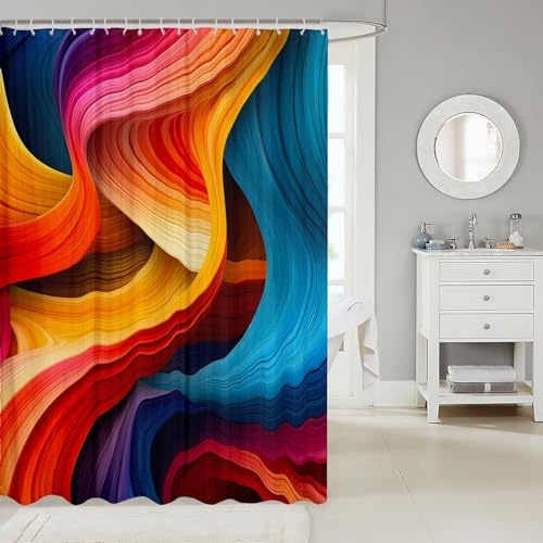 Feelyou Rainbow Bath Curtain Set 72x78 inch for Kids Teens