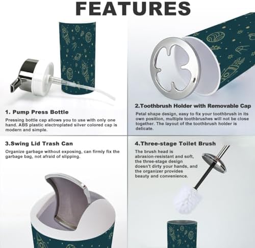 Stylish 6-Piece Bathroom Accessory Set for Space Kids