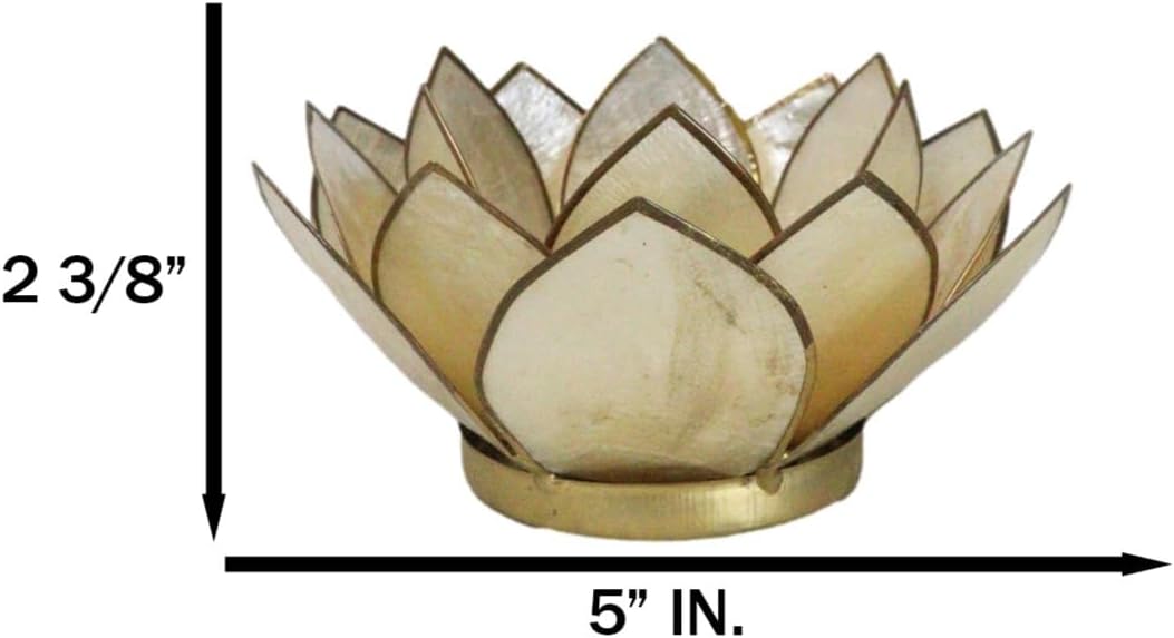 Ebros Hand Crafted Capiz Seashell Lotus Votive Candle Holder