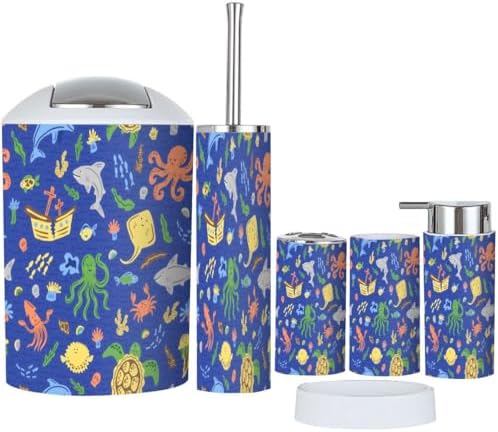 Nautical bathroom accessory set 6 piece kidscharacters for bathroom organizer