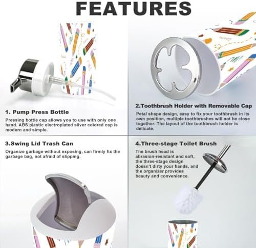6-Piece Bathroom Set with Colorful Accessories