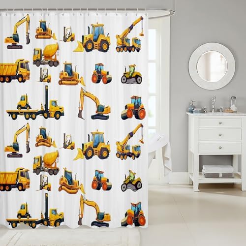 Construction Waterproof Shower Curtain for Kids 72x72
