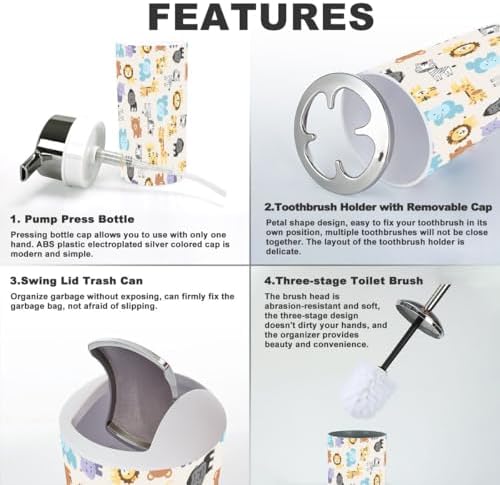Stylish 6-Piece Bathroom Set for Kids Durable Clean