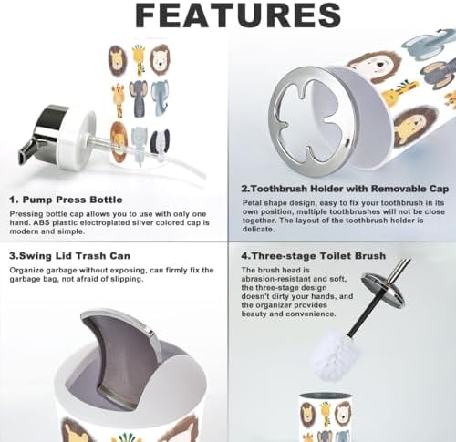 Wild Animals Bathroom Accessory Set 6 Piece