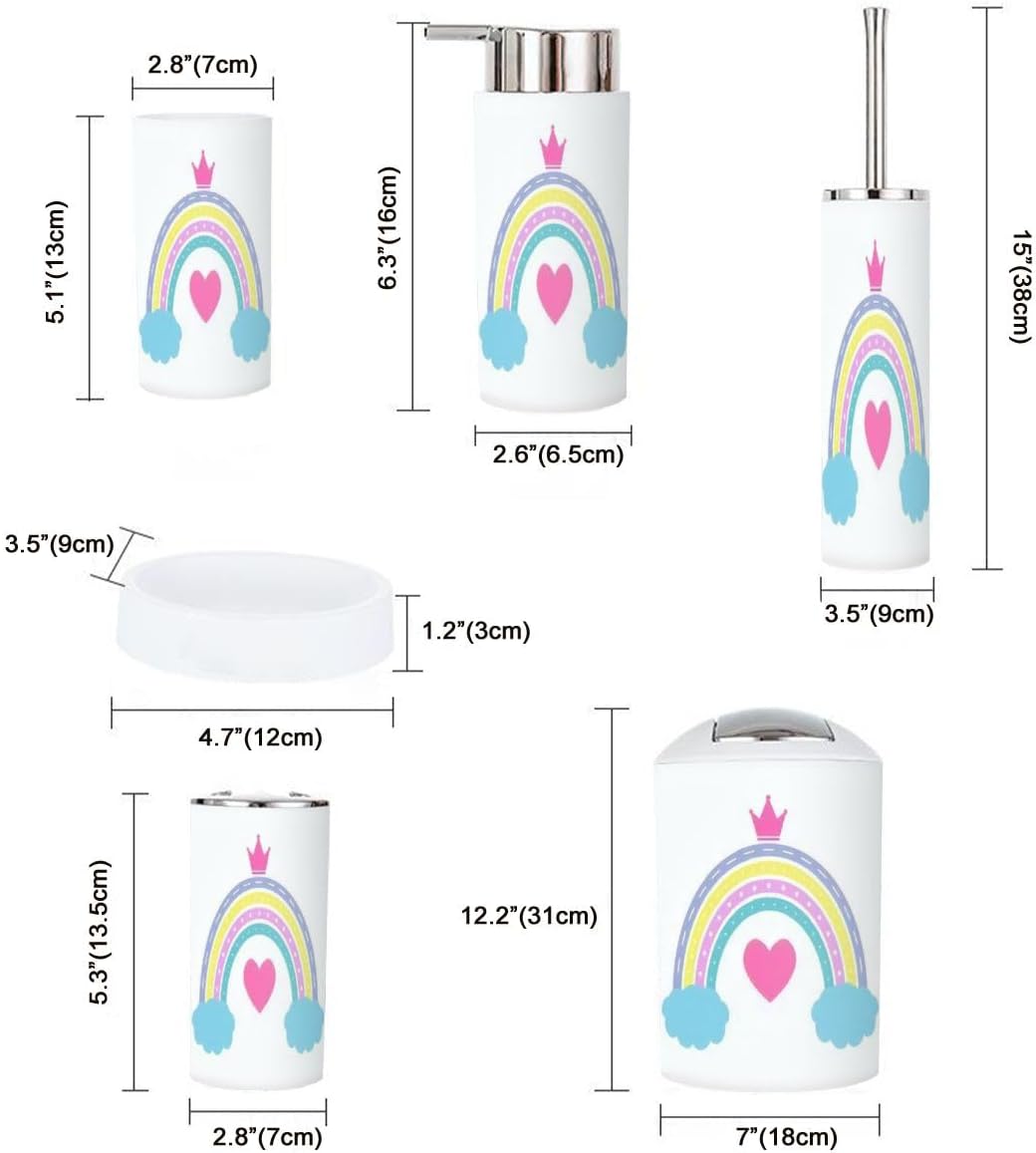 Bathroom Accessory Set - Rainbow Rainbow Fastpitch Scandinavian Style