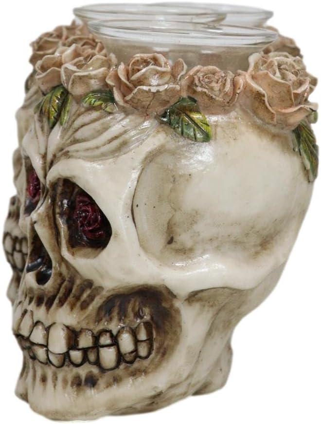 Ebros Gift Trio Gothic Rose Skulls fragrance holder