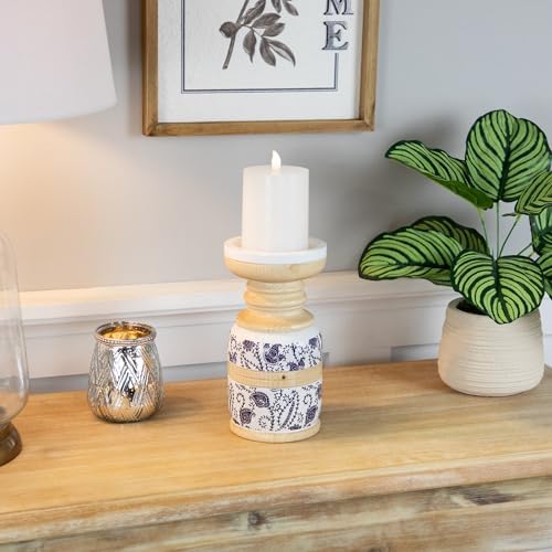 Large White and Blue Paisley Candle Holder