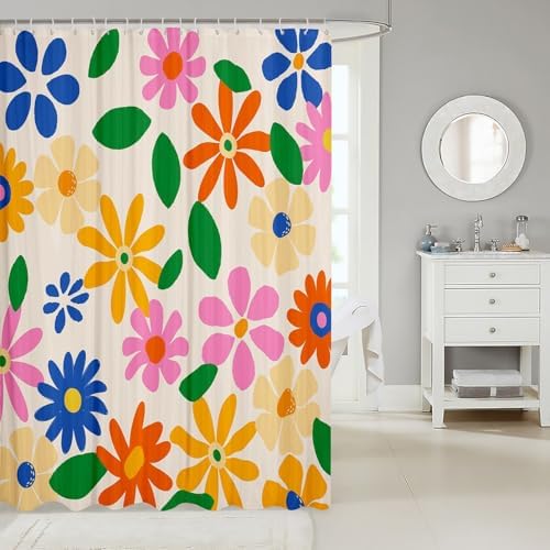 Retro 60s 70s Floral Shower curtain
