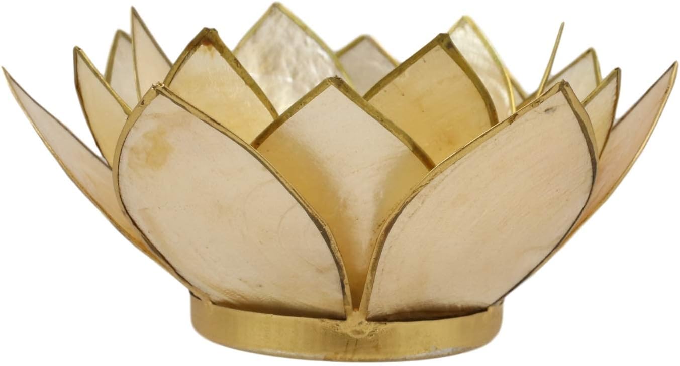 Ebros Hand Crafted Capiz Seashell Lotus Votive Candle Holder