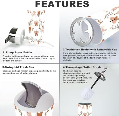 6-Piece Bathroom Set Animal Design Durable Stylish Perfect for Daily Use