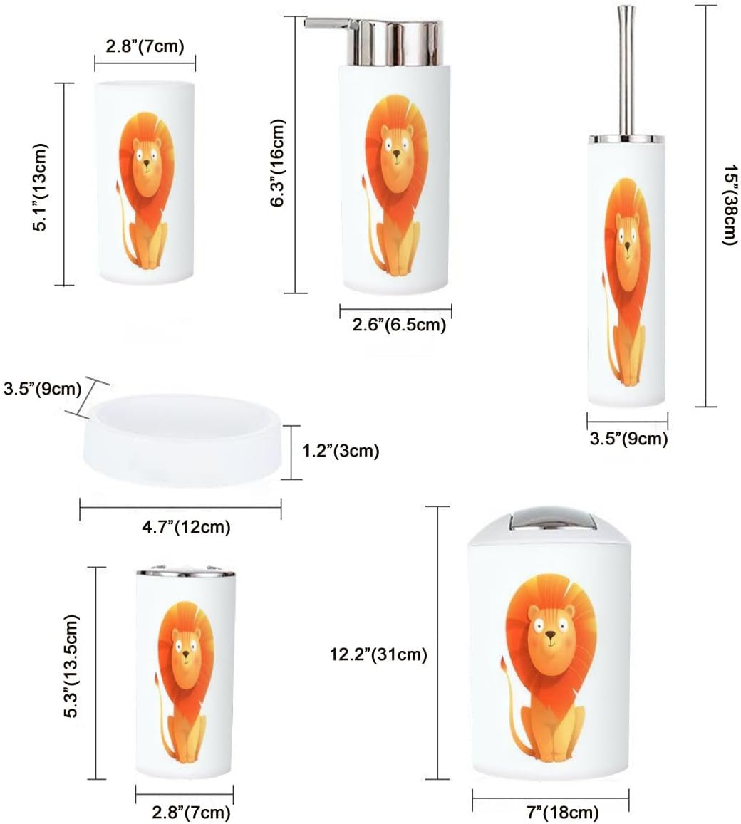 Cute Baby Lion Bathroom Accessory Set 6 Piece