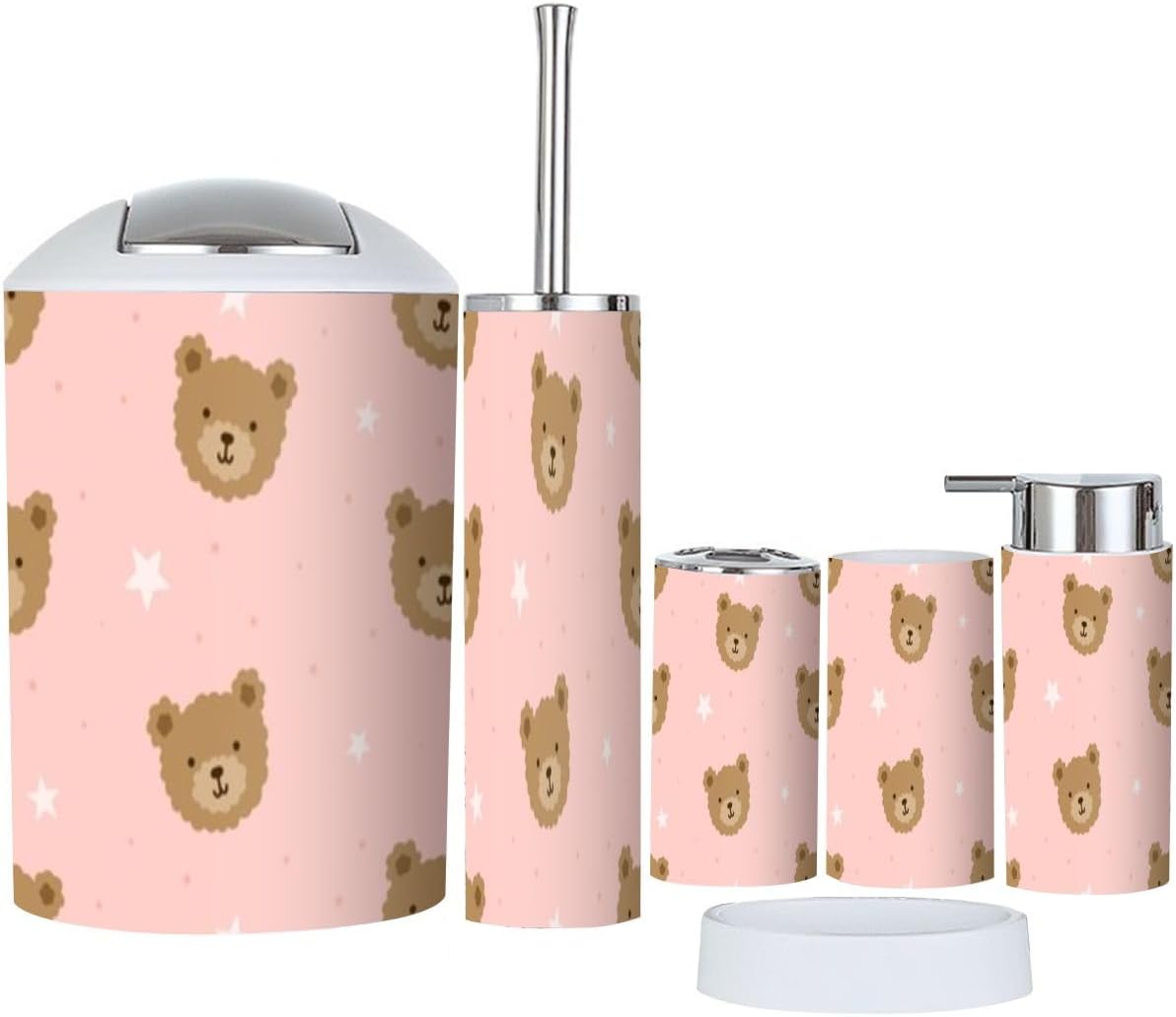 Cute Girly 6-Piece Bathroom Accessory Set