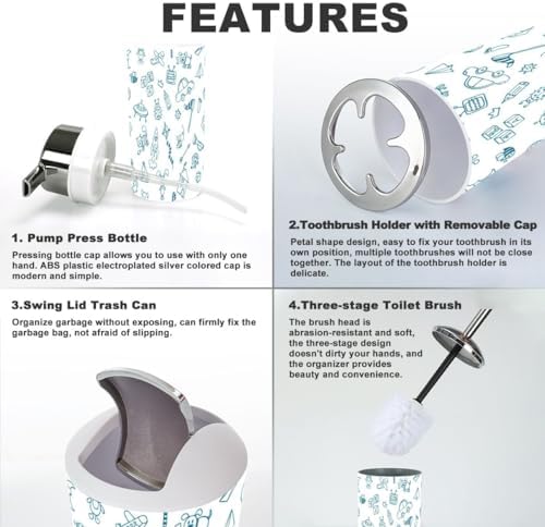 XNGJEMVWXO 6-Piece Bathroom Accessory Set for Boys
