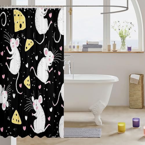 Kids Cute Cartoon Mouse Bath Curtain with Hooks