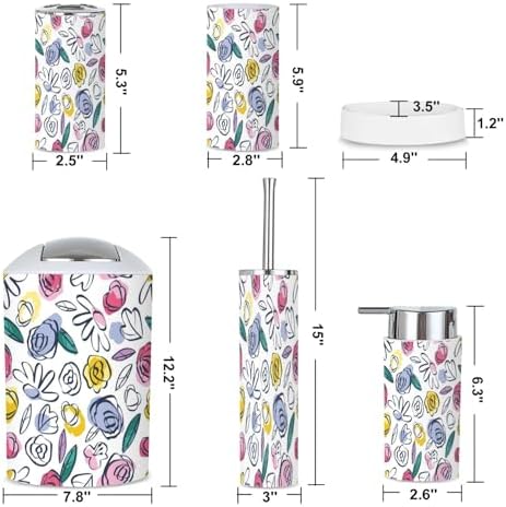6 Piece Bathroom Accessories Set - Boho Style