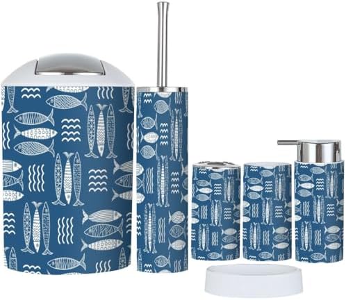 Sturdy 6-Piece Bathroom Organizing Set with CuteDesign