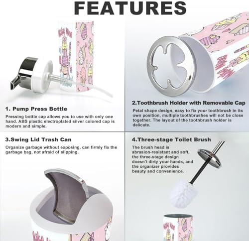 Bath Time Sweet Treat 6-Piece Bathroom Accessory Set with Graphic TEES