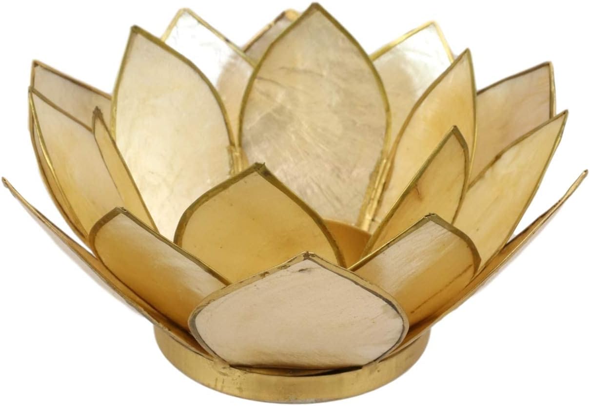 Ebros Hand Crafted Capiz Seashell Lotus Votive Candle Holder