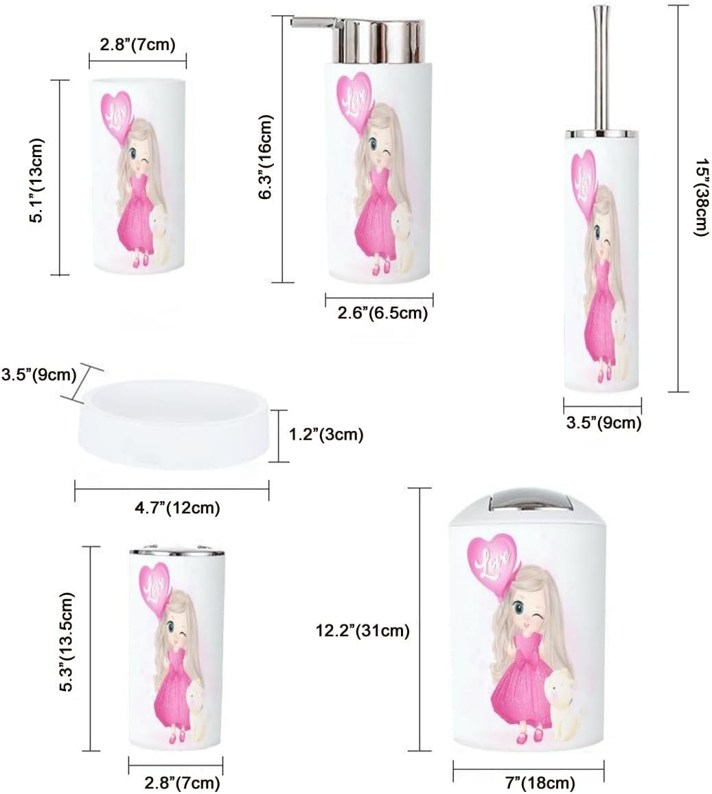 Cute Little Girl Balloon Bathroom Accessories Set