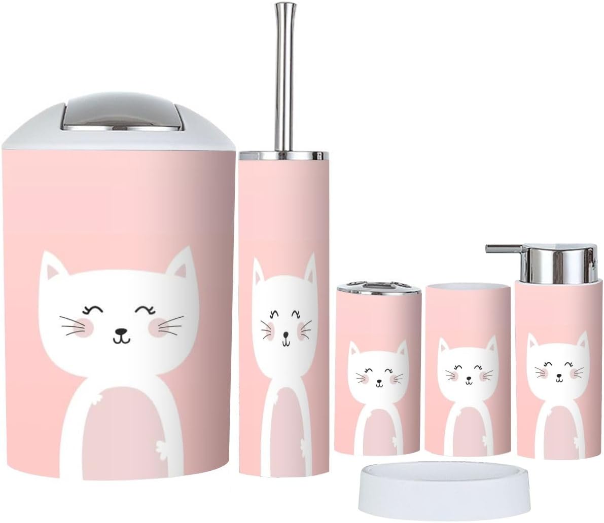 Bathroom Accessories Set 6 Pcs Cute Animal Decor
